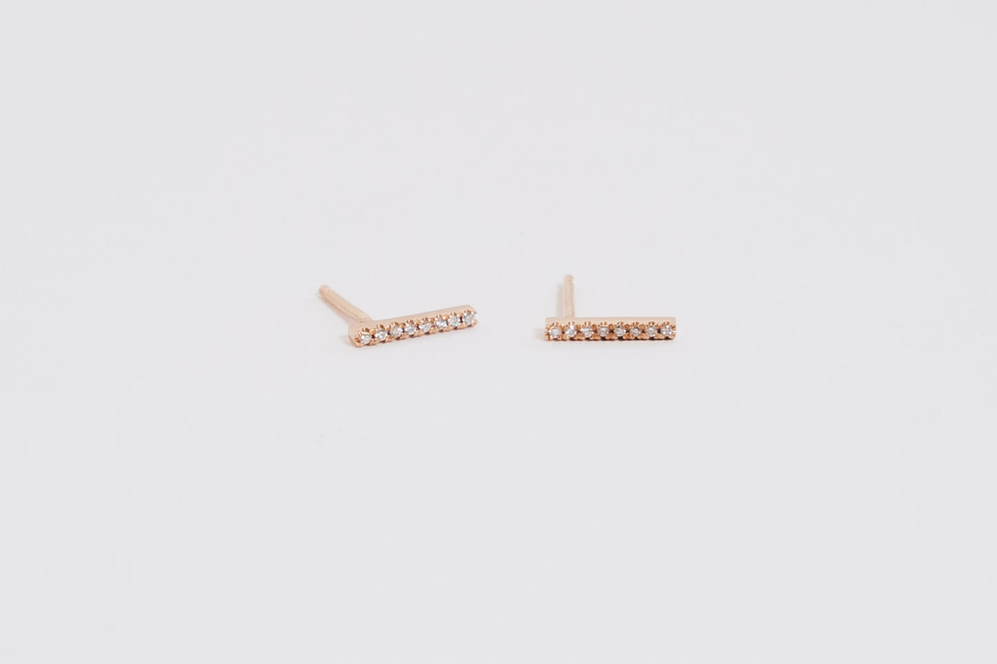 Diamond Pavé Bar Earring | 14k Rose Gold