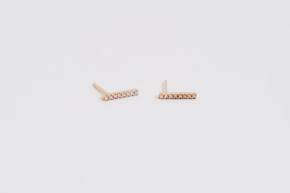 Diamond Pavé Bar Earring | 14k Rose Gold