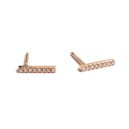 Diamond Pavé Bar Earring | 14k Rose Gold