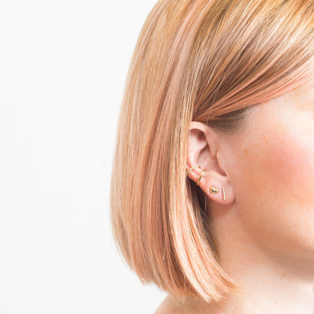 Diamond Pavé Bar Earring | 14k Rose Gold