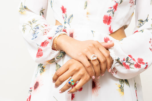Cubist Cocktail Ring in White Topaz | 14K Gold