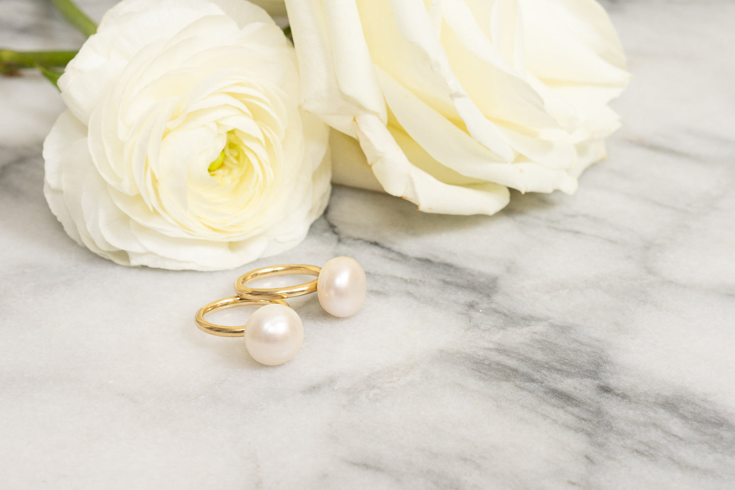 pearl lollipop gold ring 14k janna conner ranunculus