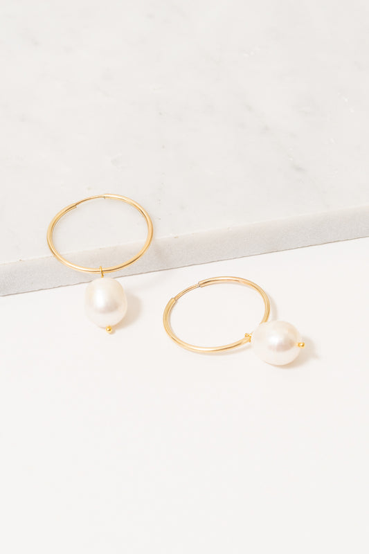 Soraya Hoop Earrings | Baroque Pearl | 14k Gold-Filled