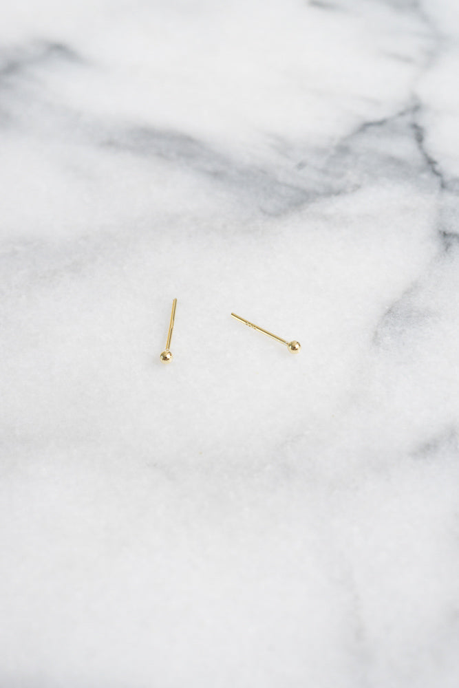 tiny minimal gold ball stud earrings