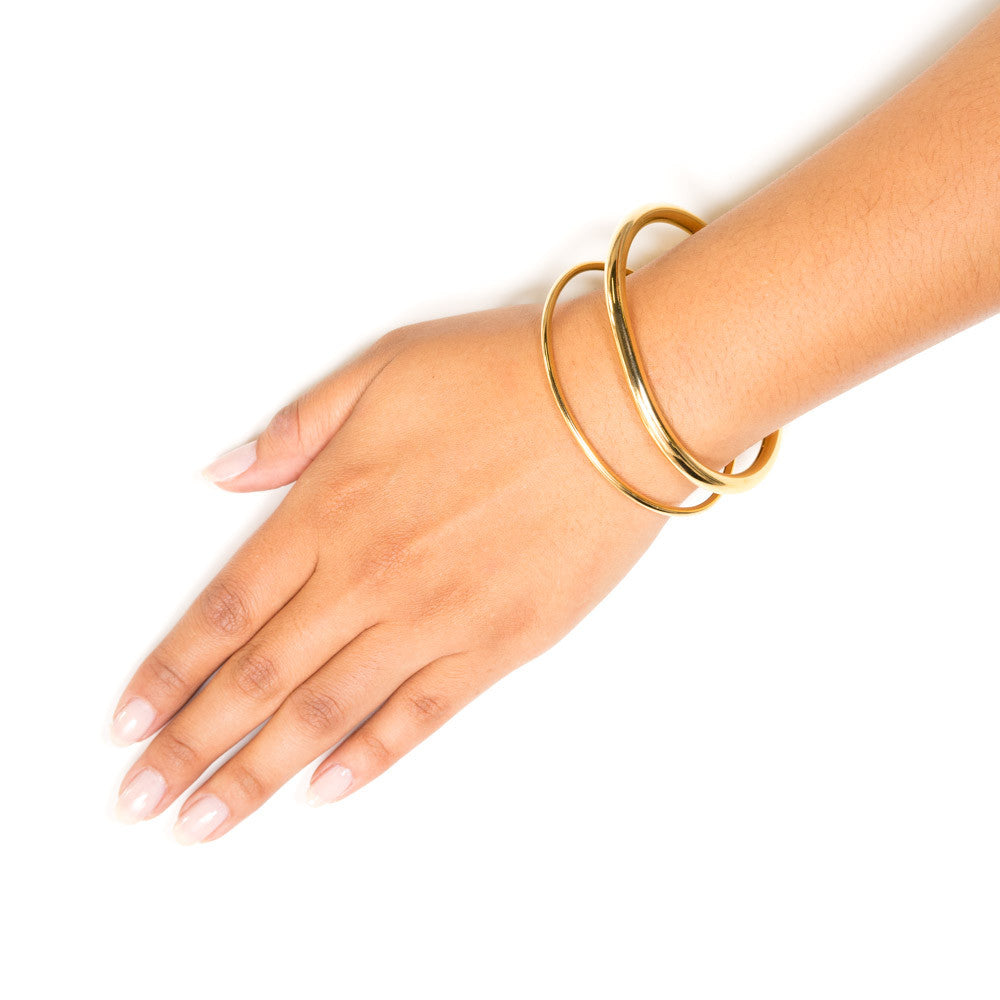 Olivia | Oval Bangle Set | 18K Gold Plating