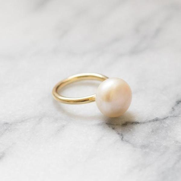 pearl lollipop gold ring 14k janna conner