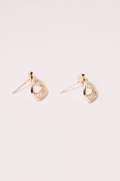 Anela Crystal Baguette Earring Studs | 18K Gold Plating
