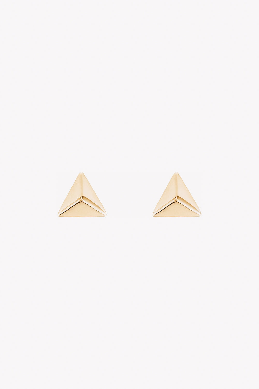 14k gold triangle pyramid stud earrings