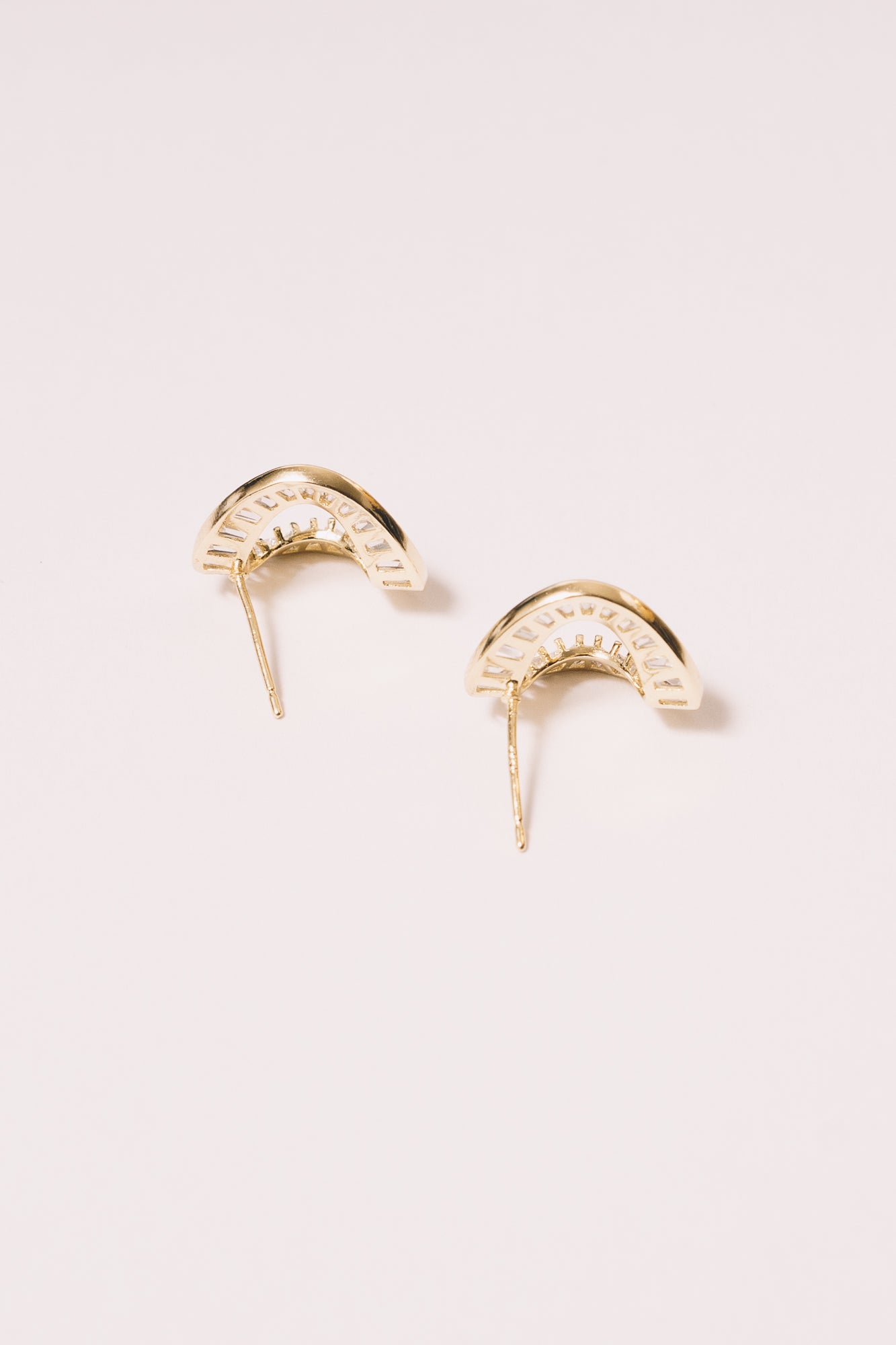 Anela Crystal Baguette Earring Studs | 18K Gold Plating