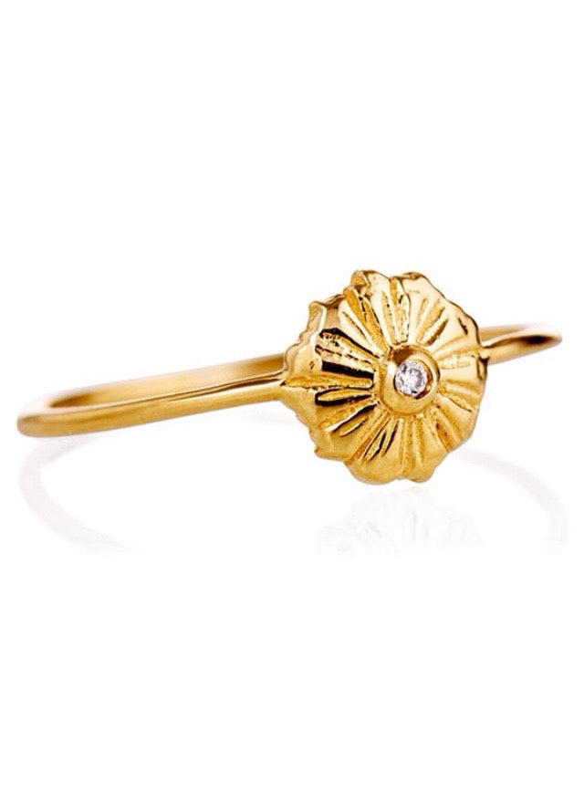 Petite Starburst Ring | 14K Gold | Diamond