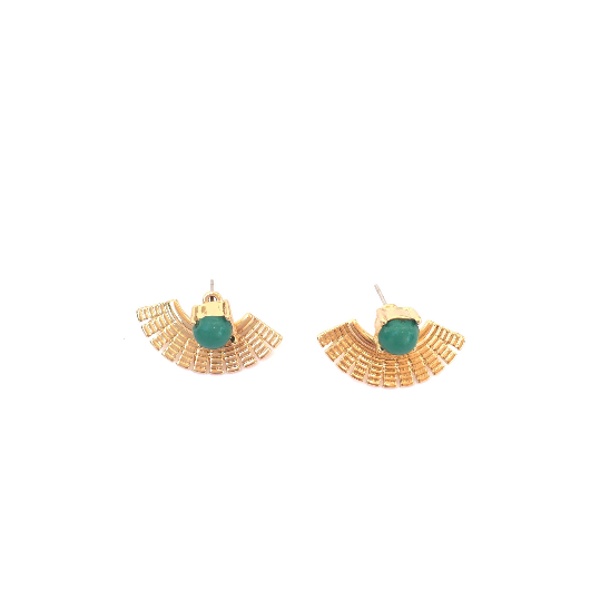 green ear jacket earrings