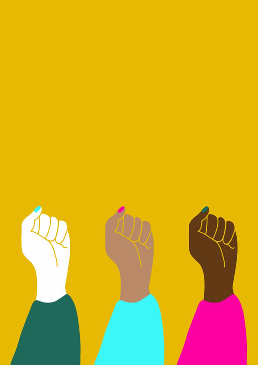 women's fists raised black lives matter Erin aniker