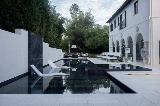 rectangular pool at Pasadena showcase house in Altadena ca