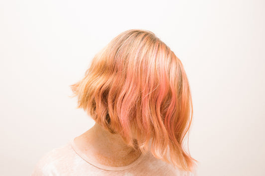 overtone pastel pink hair strawberry blonde hair model