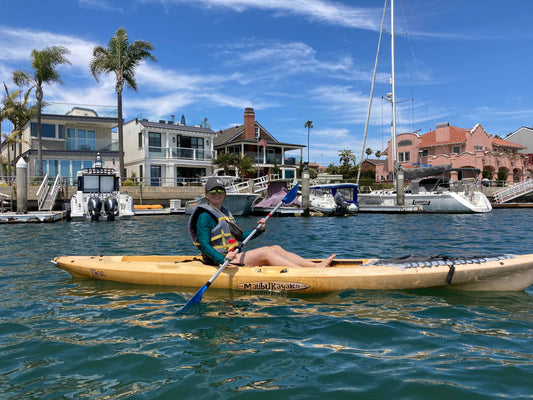 Janna Conner on kayak in naples island Long Beach california
