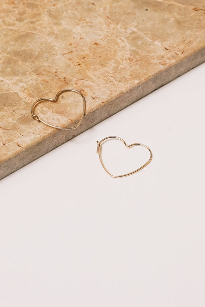 Heart Hoop Earrings | 14k Goldfill Wire