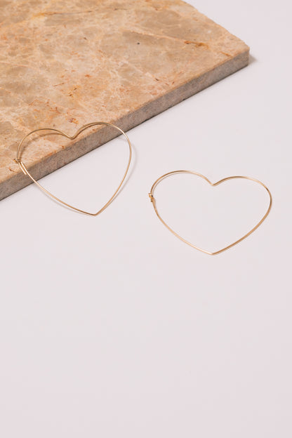 Heart Hoop Earrings | 14k Goldfill Wire