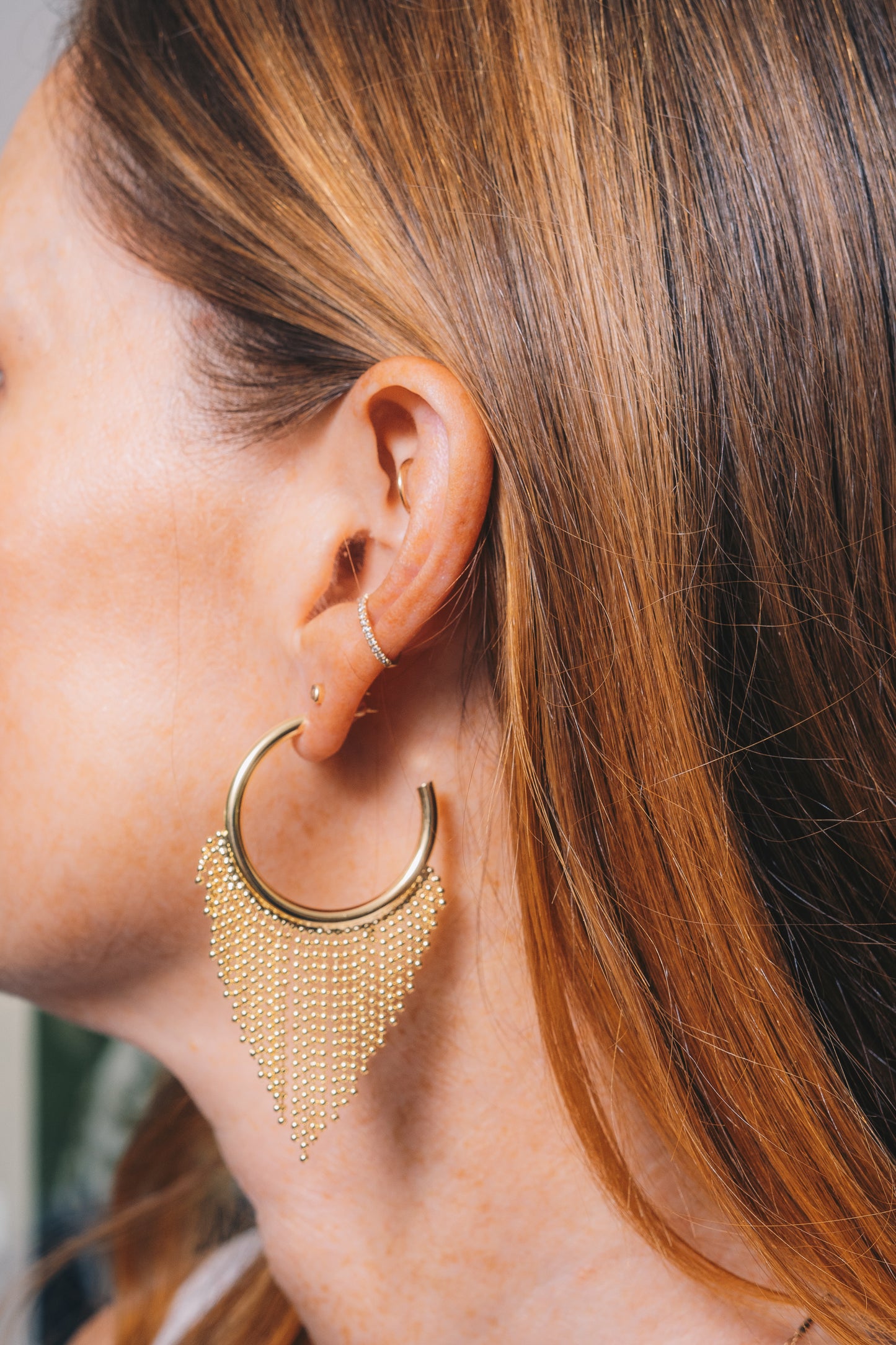 Darla Fringe Hoop Earrings | 18k Gold Plating