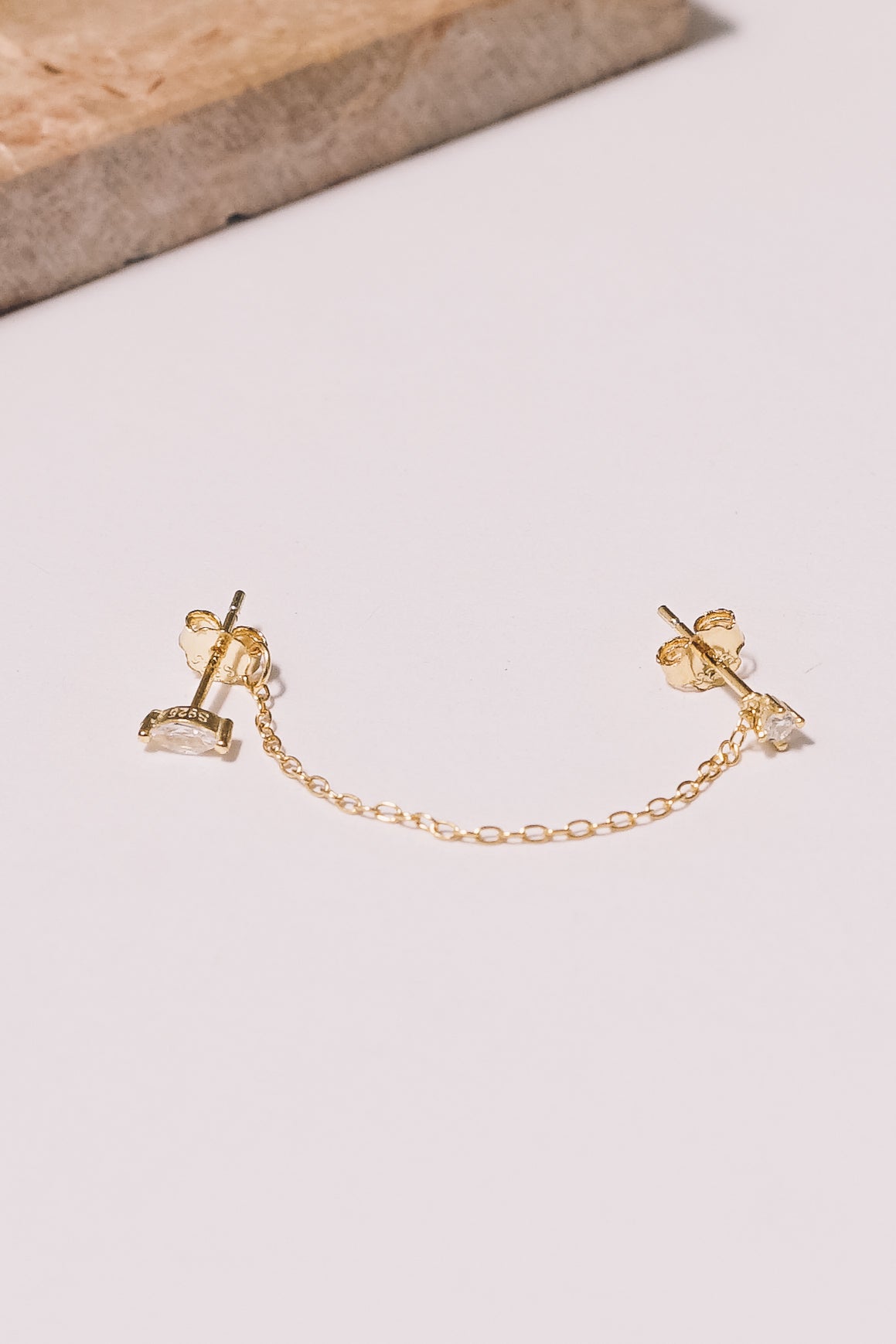 Marquise Single Chain Studs | .925 Vermeil