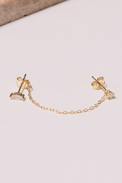 Marquise Single Chain Studs | .925 Vermeil
