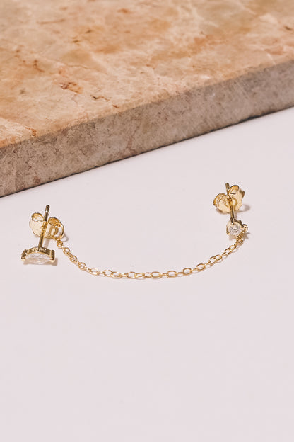 Marquise Single Chain Studs | .925 Vermeil