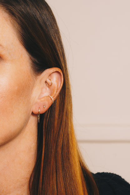 Tassel Huggie Hoop Earrings | 9K Yellow Gold