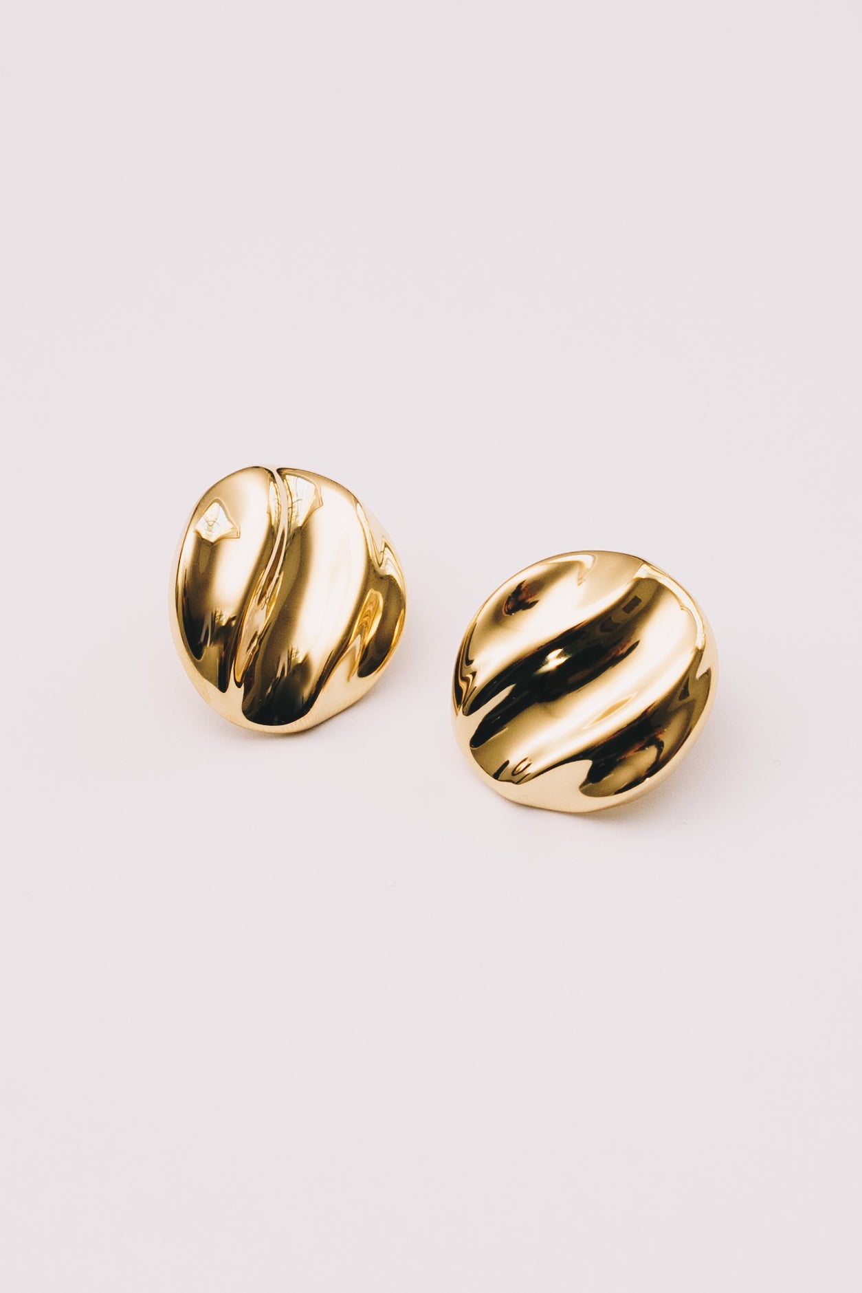 Galet Domed Ripple Stud Earrings | Gold & Stainless Steel | Janna Conner