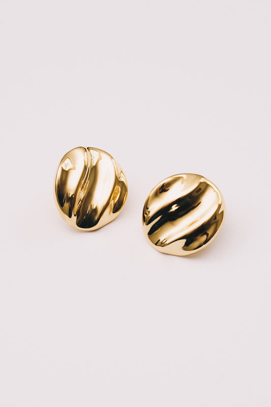 Galet Domed Ripple Stud Earrings | Gold & Stainless Steel | Janna Conner