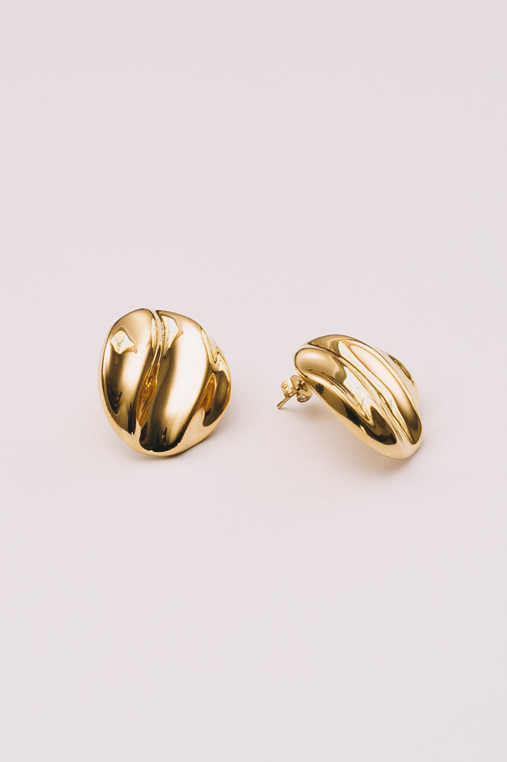 Galet Domed Ripple Stud Earrings | Gold & Stainless Steel | Janna Conner