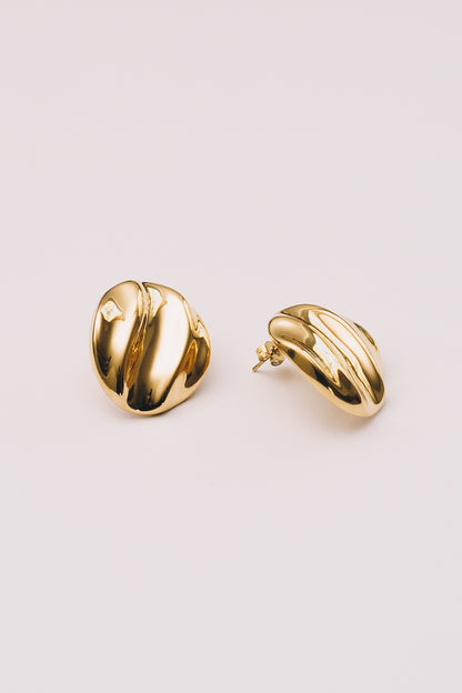 Galet Domed Ripple Stud Earrings | Gold & Stainless Steel | Janna Conner