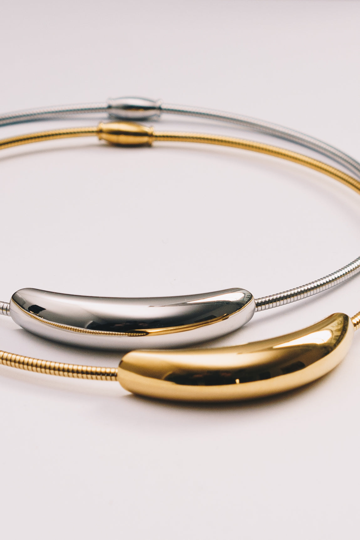 Lune Crescent Necklace | 3mm Coil Chain | Gold & Steel | Janna Conner