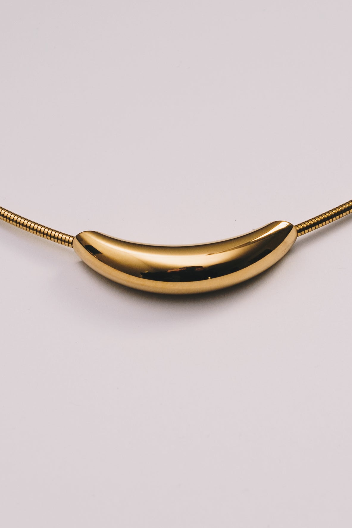 Lune Crescent Necklace | 3mm Coil Chain | Gold & Steel | Janna Conner