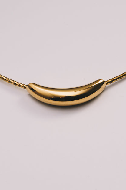 Lune Crescent Necklace | 3mm Coil Chain | Gold & Steel | Janna Conner