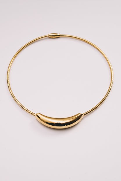 Lune Crescent Necklace | 3mm Coil Chain | Gold & Steel | Janna Conner