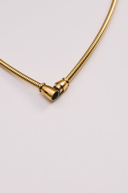 Lune Crescent Necklace | 3mm Coil Chain | Gold & Steel | Janna Conner