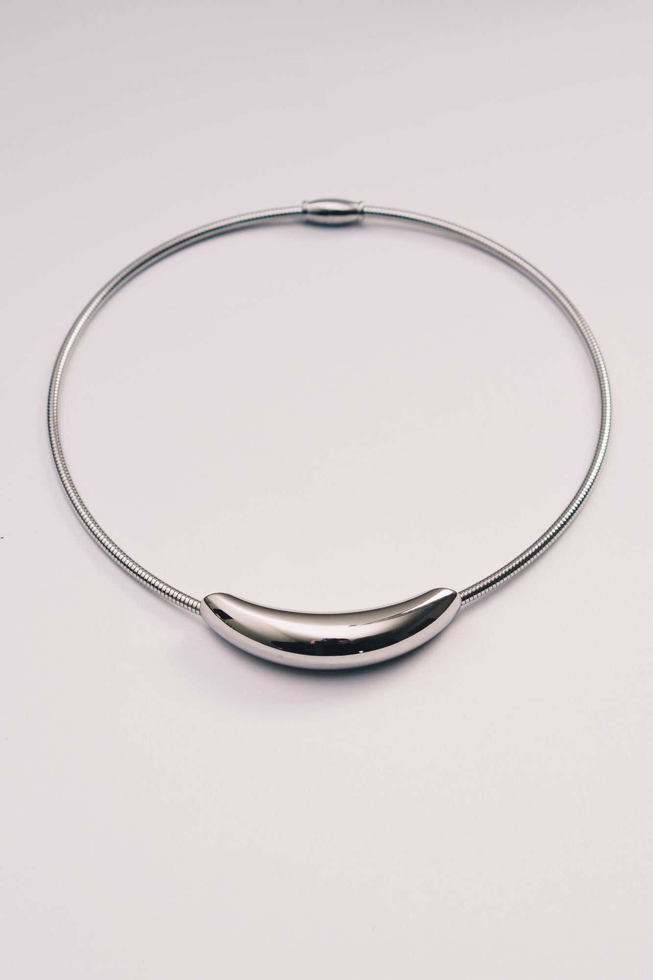 Lune Crescent Necklace | 3mm Coil Chain | Gold & Steel | Janna Conner