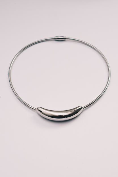 Lune Crescent Necklace | 3mm Coil Chain | Gold & Steel | Janna Conner