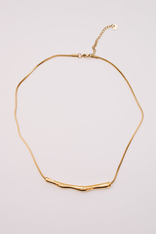Coulisse Sliding Bar Necklace | Snake Chain | Gold & Steel | Janna Conner