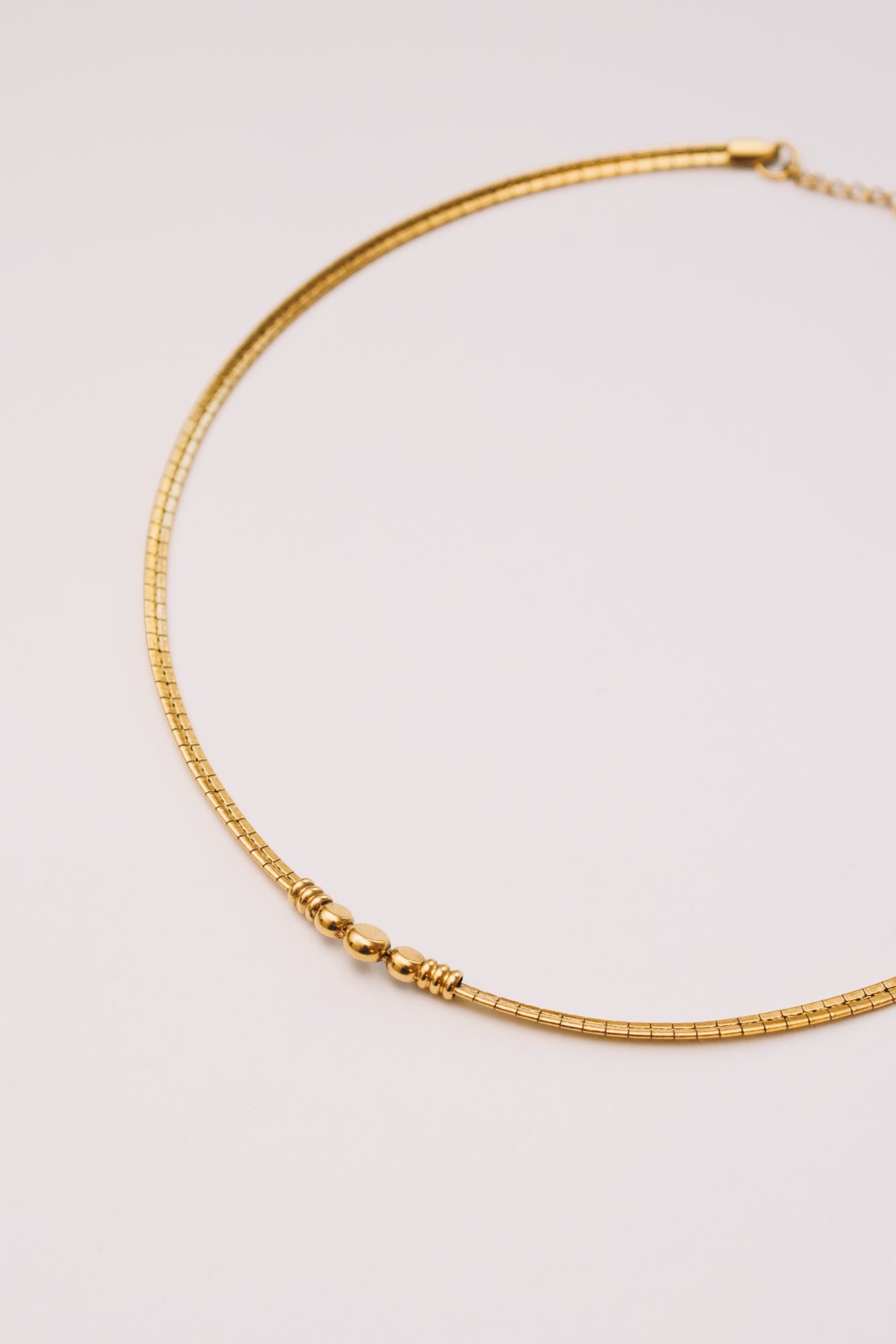 Solin Crystal Omega Necklace | Bezel Set CZ | Gold & Steel | Janna Conner