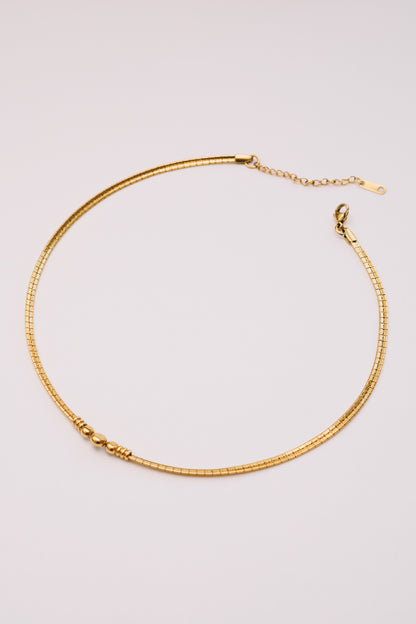 Solin Crystal Omega Necklace | Bezel Set CZ | Gold & Steel | Janna Conner