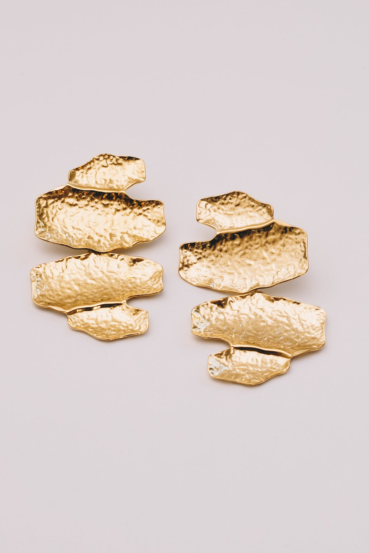 Strata Statement Earrings | Hammered Gold & Steel Drop Earrings | Janna Conner