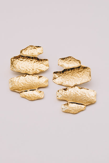 Strata Statement Earrings | Hammered Gold & Steel Drop Earrings | Janna Conner