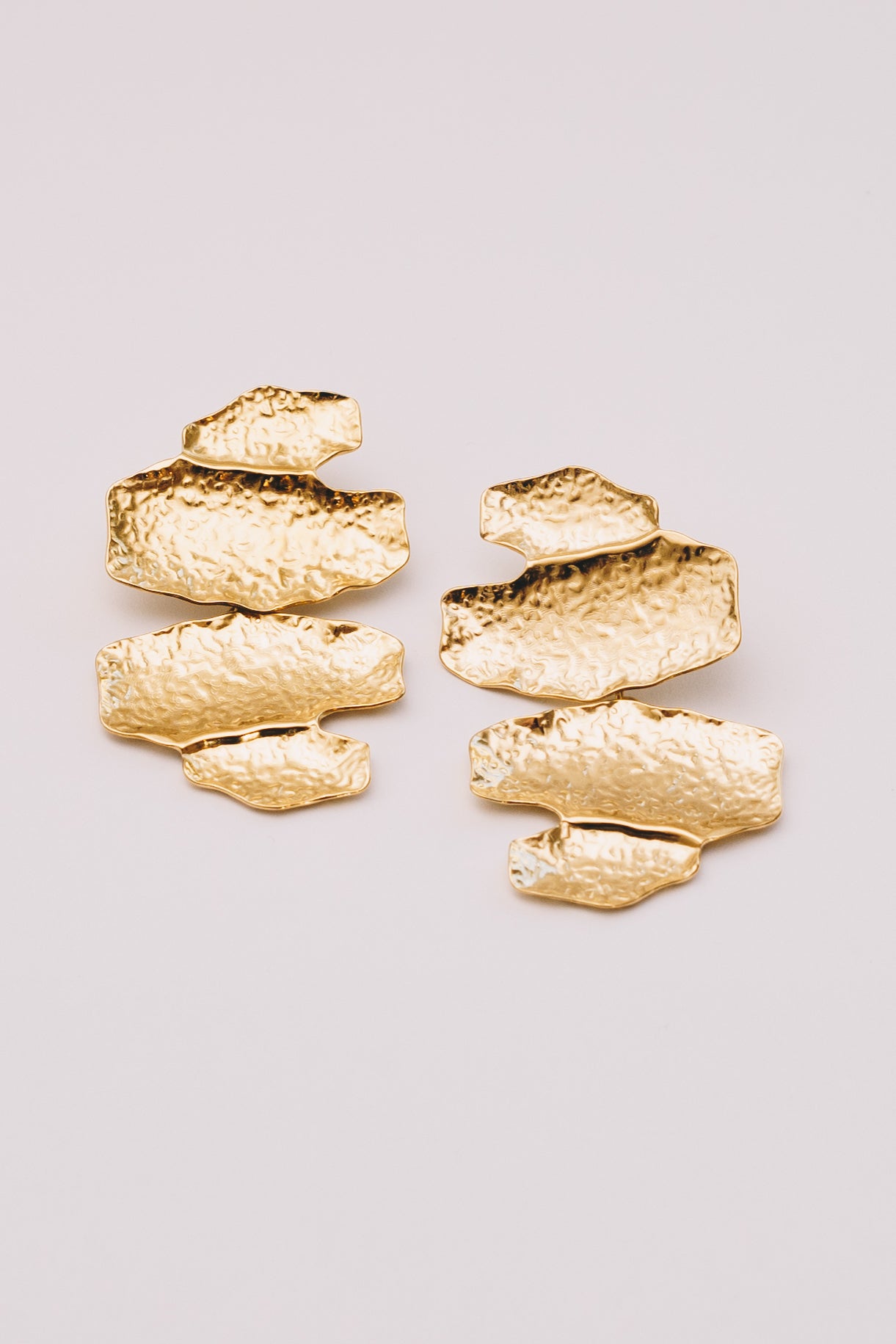 Strata Statement Earrings | Hammered Gold & Steel Drop Earrings | Janna Conner