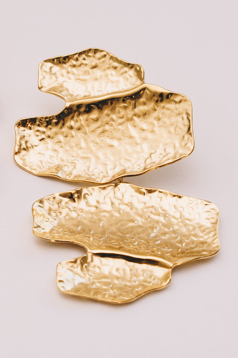 Strata Statement Earrings | Hammered Gold & Steel Drop Earrings | Janna Conner