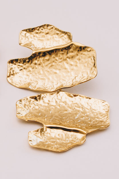 Strata Statement Earrings | Hammered Gold & Steel Drop Earrings | Janna Conner