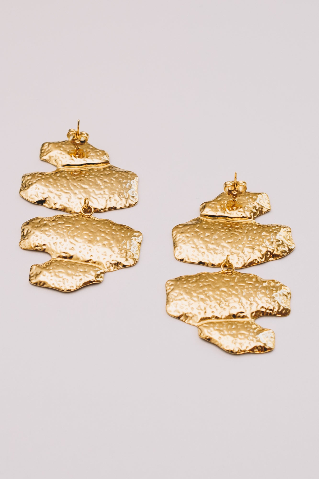 Strata Statement Earrings | Hammered Gold & Steel Drop Earrings | Janna Conner