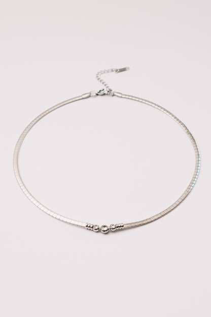 Solin Crystal Omega Necklace | Bezel Set CZ | Gold & Steel | Janna Conner