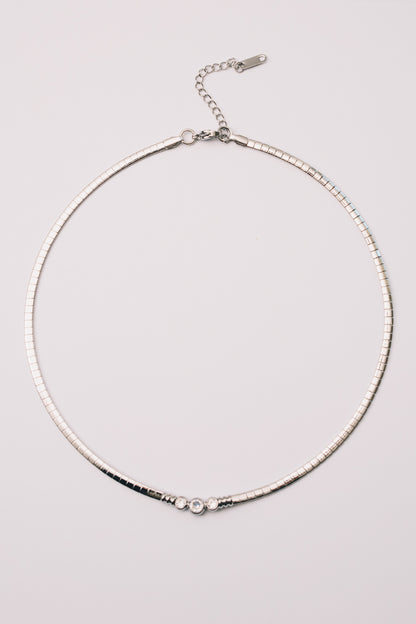 Solin Crystal Omega Necklace | Bezel Set CZ | Gold & Steel | Janna Conner