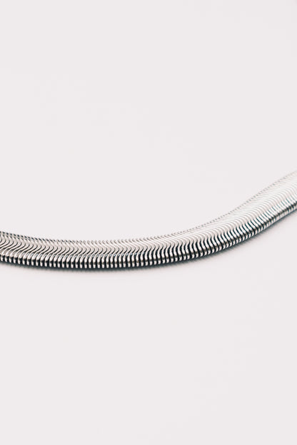 Wide Snake Chain Necklace | Herringbone Gold & Stainless Steel | Janna Conner