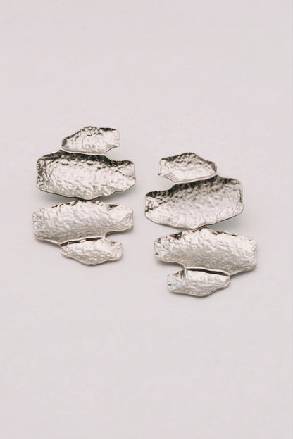Strata Statement Earrings | Hammered Gold & Steel Drop Earrings | Janna Conner